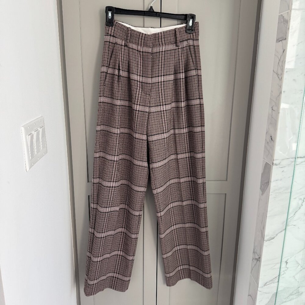 Aritzia Wilfred Plaid High Waist Wide Leg Trouser Pants - Size 2